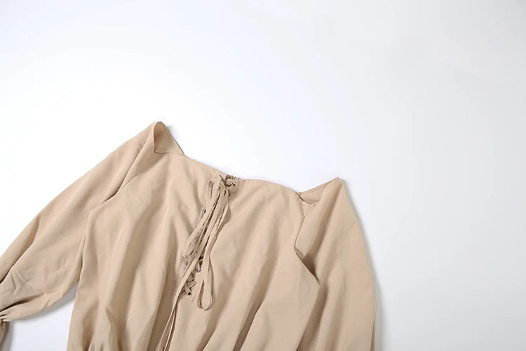 Khaki Lantern Sleeve Mini Dress