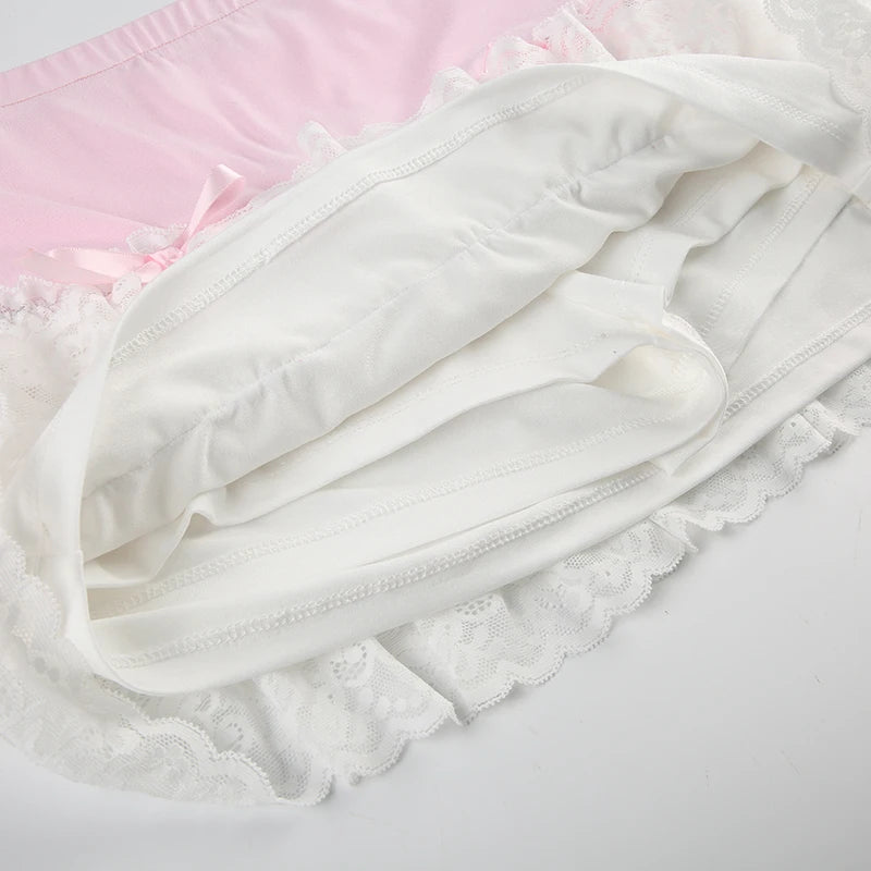 Pink Bow Lace A-Line Mini Skirt
