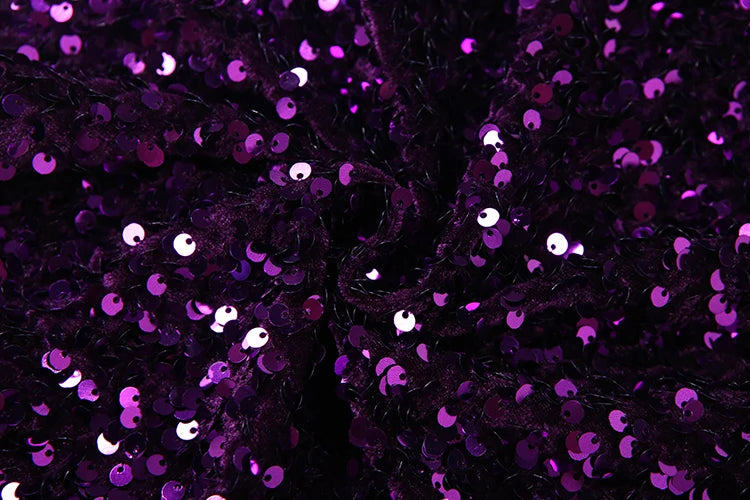 Purple Sequins Backless Slim Mini Dress