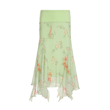 Colorful Floral Asymmetric Hem Sundress