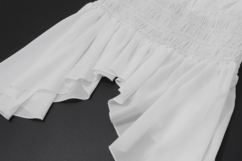 White Off Shoulder Long Sleeve Crop Top