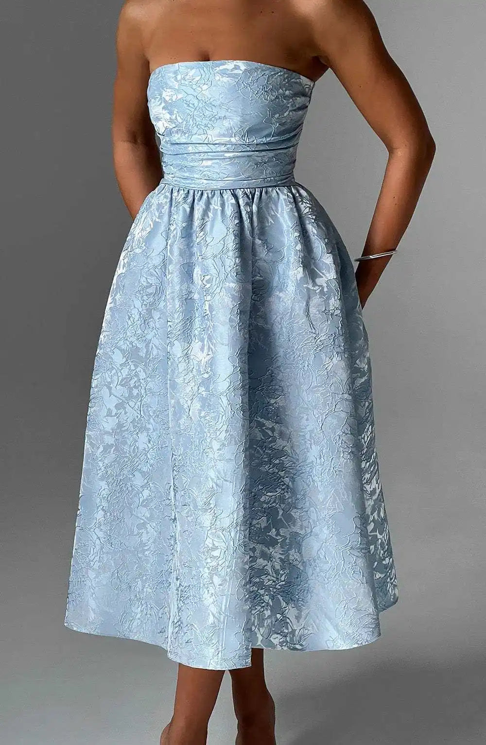 Strapless Satin Backless Long Dress