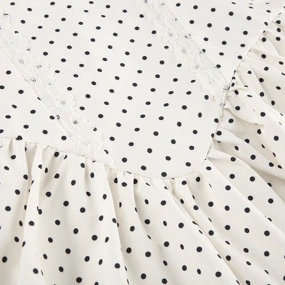 White Polka Dot Mini Dress with Bow Detail