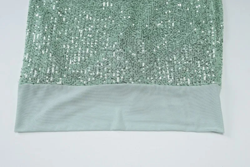 Sequined Strapless Backless Slit Maxi Dress