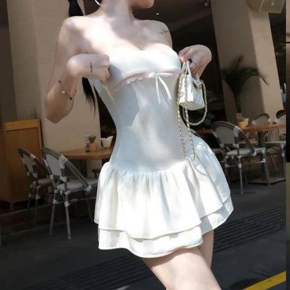Strapless Slim Backless Ruched Mini Dress
