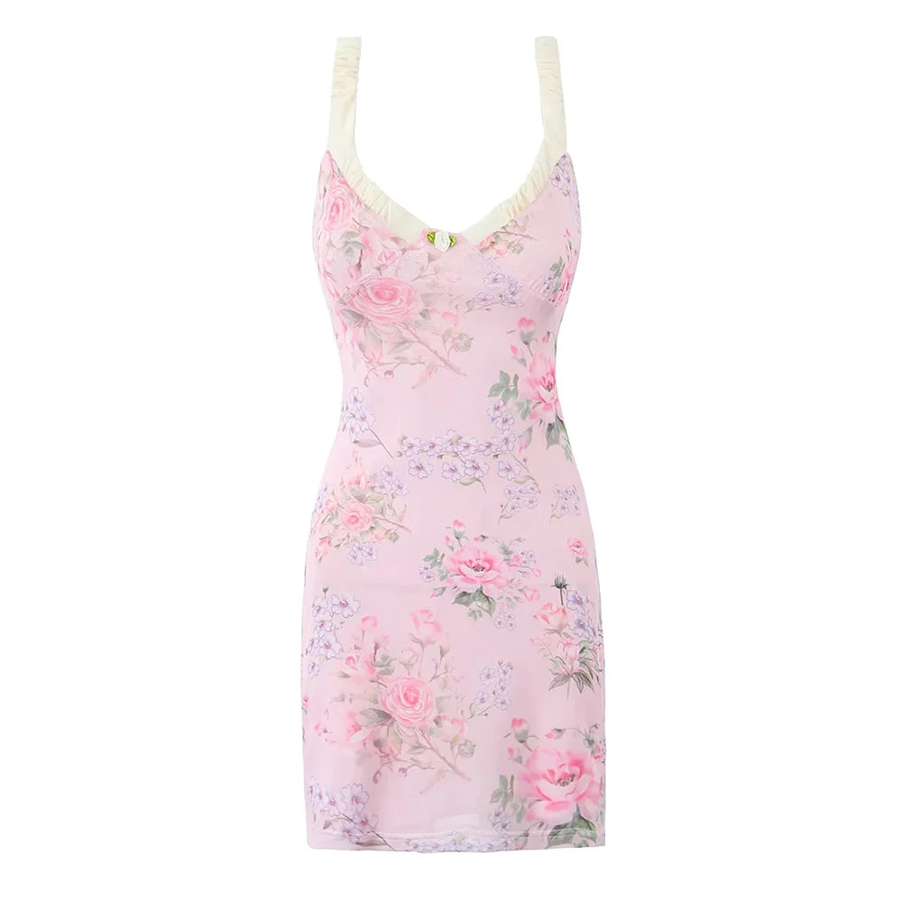 Pink Floral Mini Dress