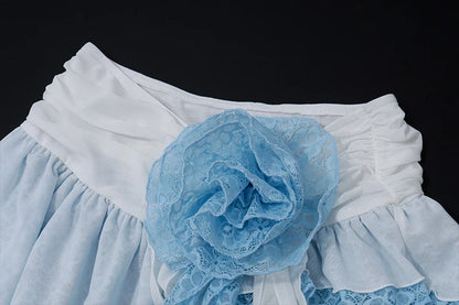 Lace Mini Skirt with Asymmetrical Ruffle