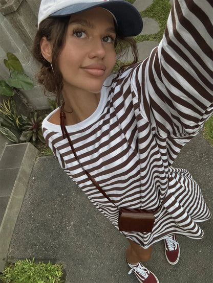 Overiz Striped Crewneck Long Sleeve Top