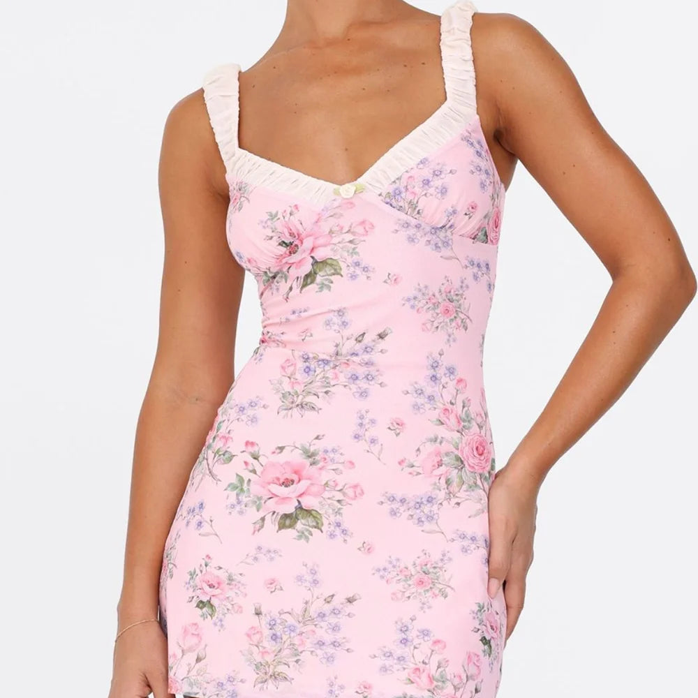 Pink Floral Mini Dress