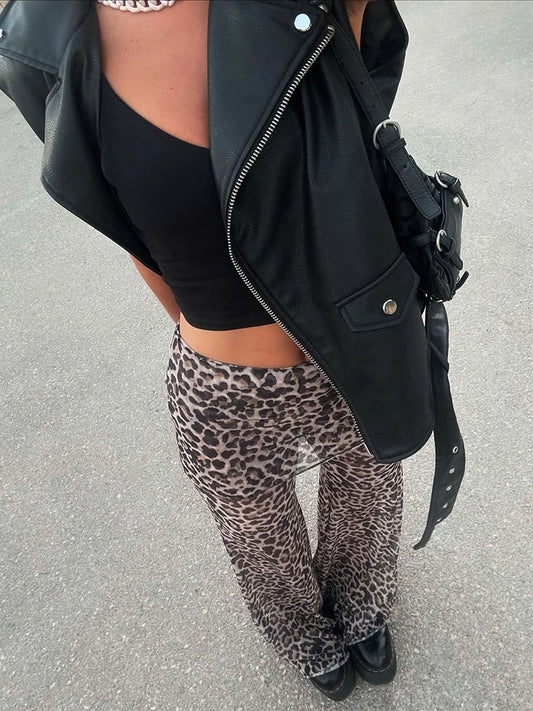 High Waist Mesh Wide Leg Pants