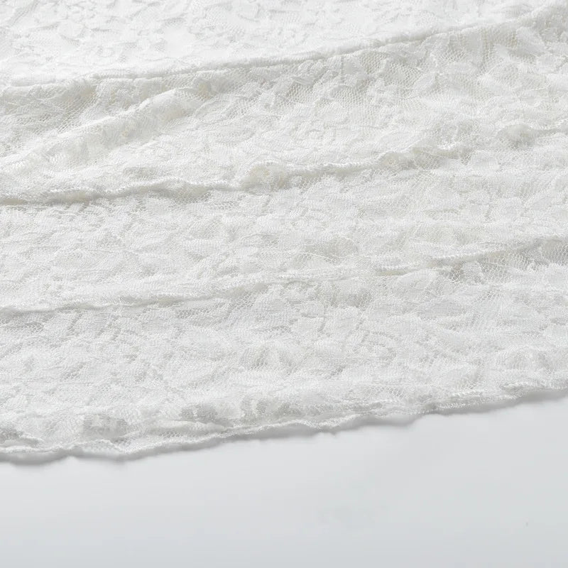White Hollow Out Lace Mini Dress