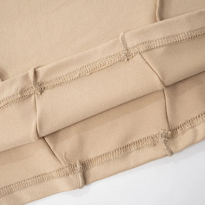 Khaki Off Shoulder Pleated Long Sleeve Top