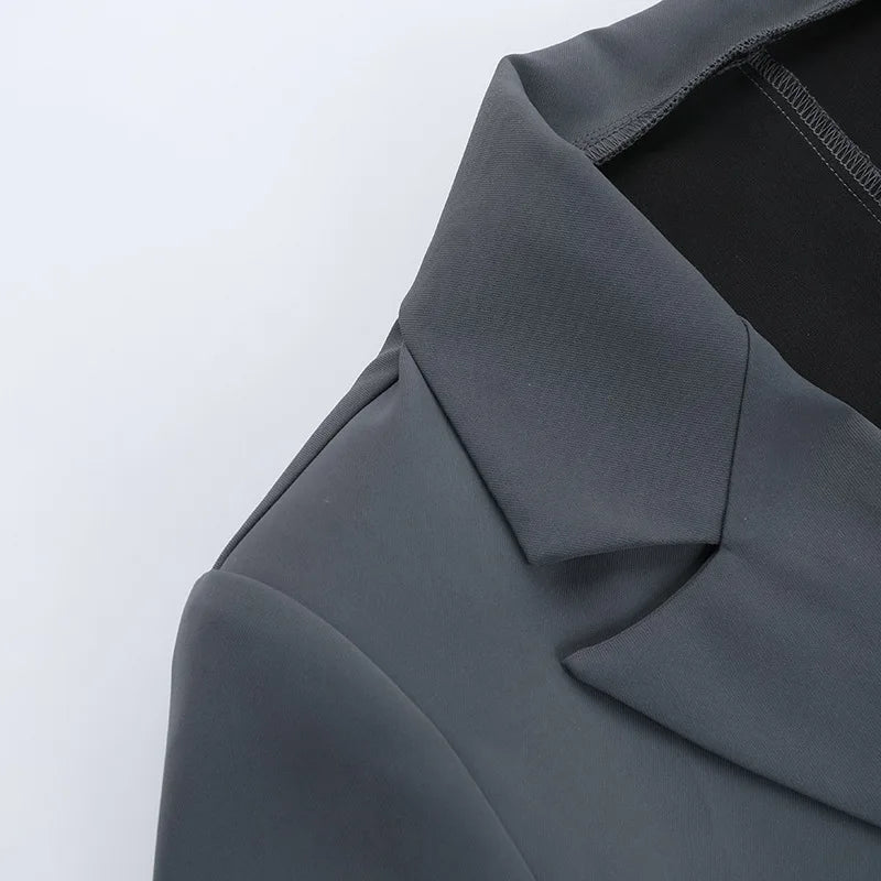 Notched Collar Flower Single Button Blazer