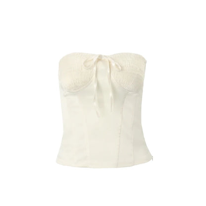 Apricot Strapless Backless Ruched Slim Top