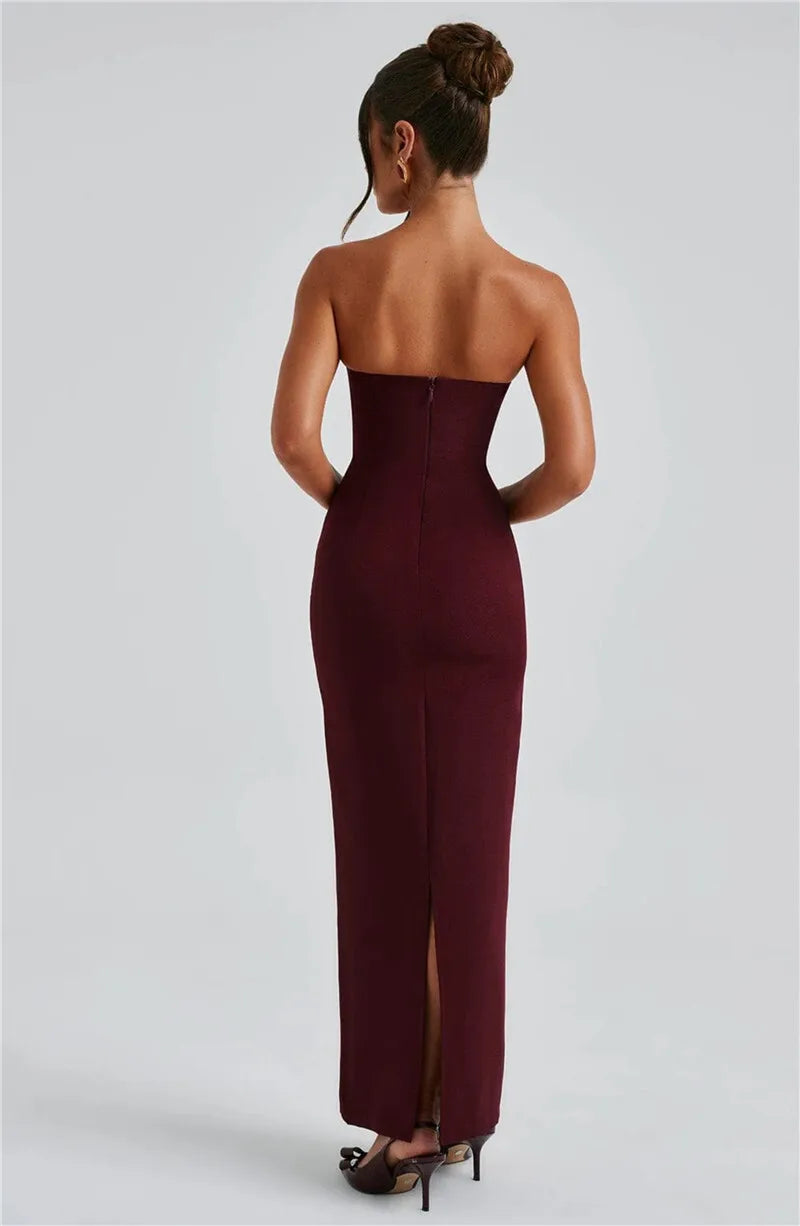 Scarf Collar Backless Bodycon Maxi Dress