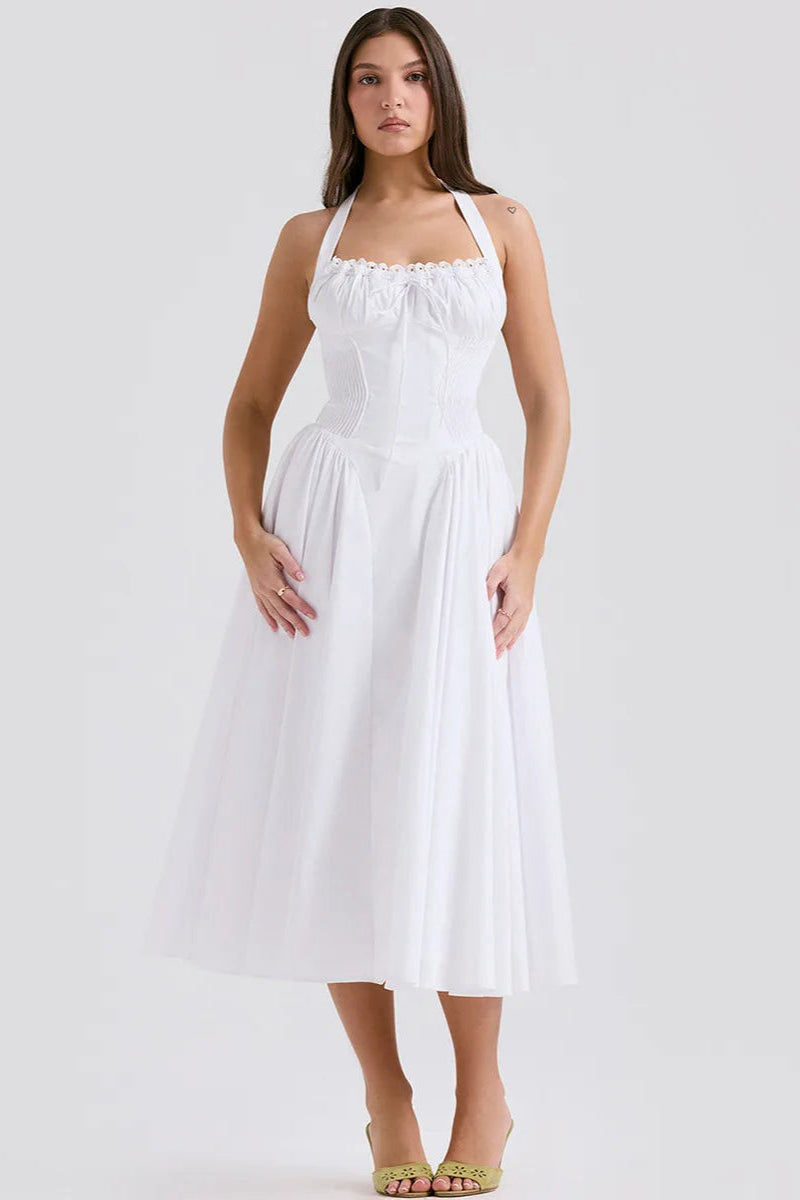 A-Line Halter Midi Dress