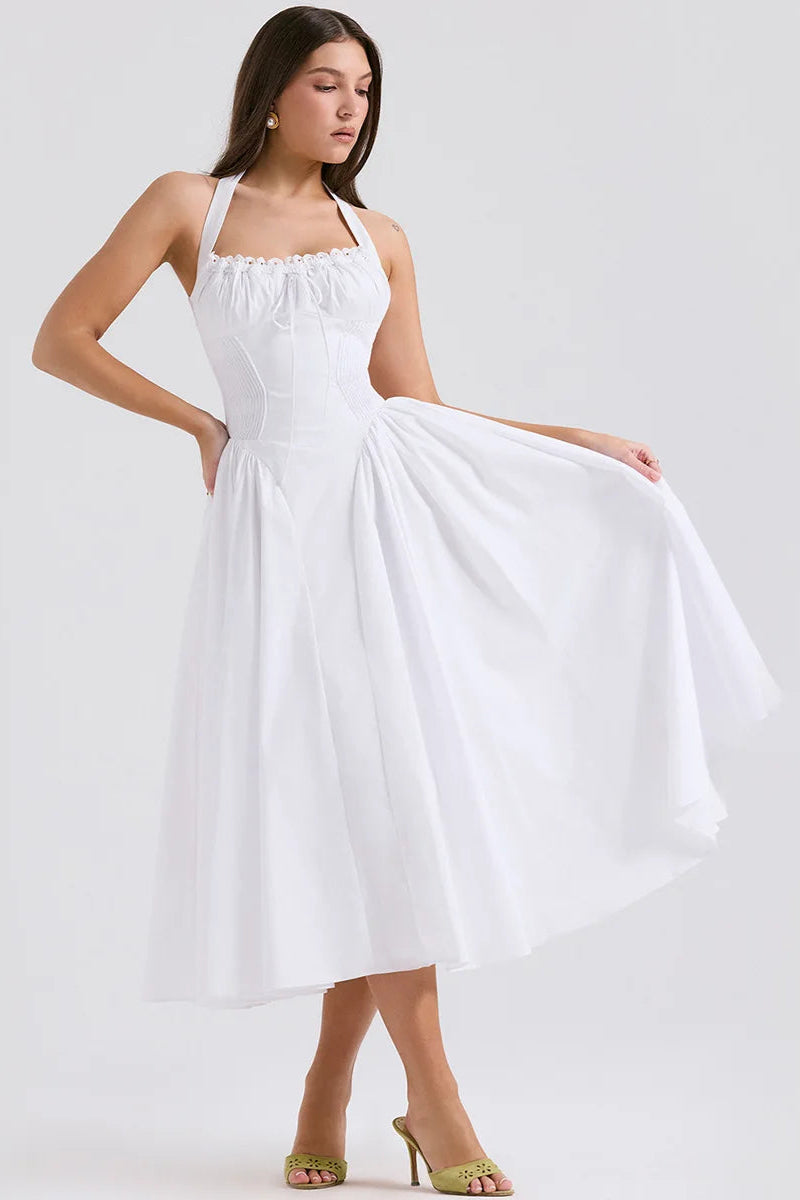 A-Line Halter Midi Dress