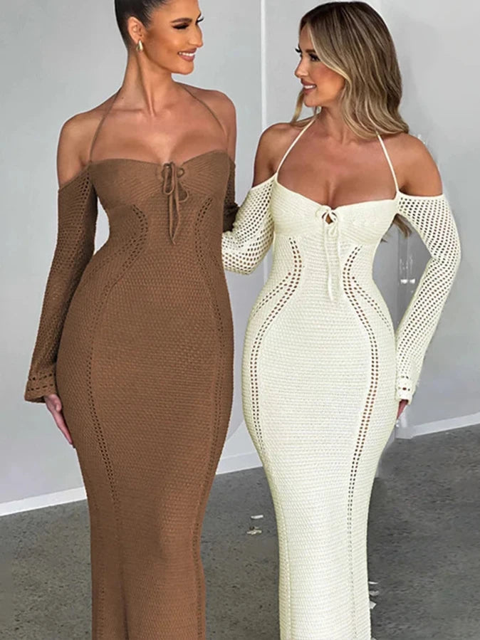 Knitted Backless Bodycon Maxi Dress
