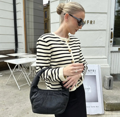 Striped Knit 2 Piece Set: Zebra Cardigan & High Waist Shorts