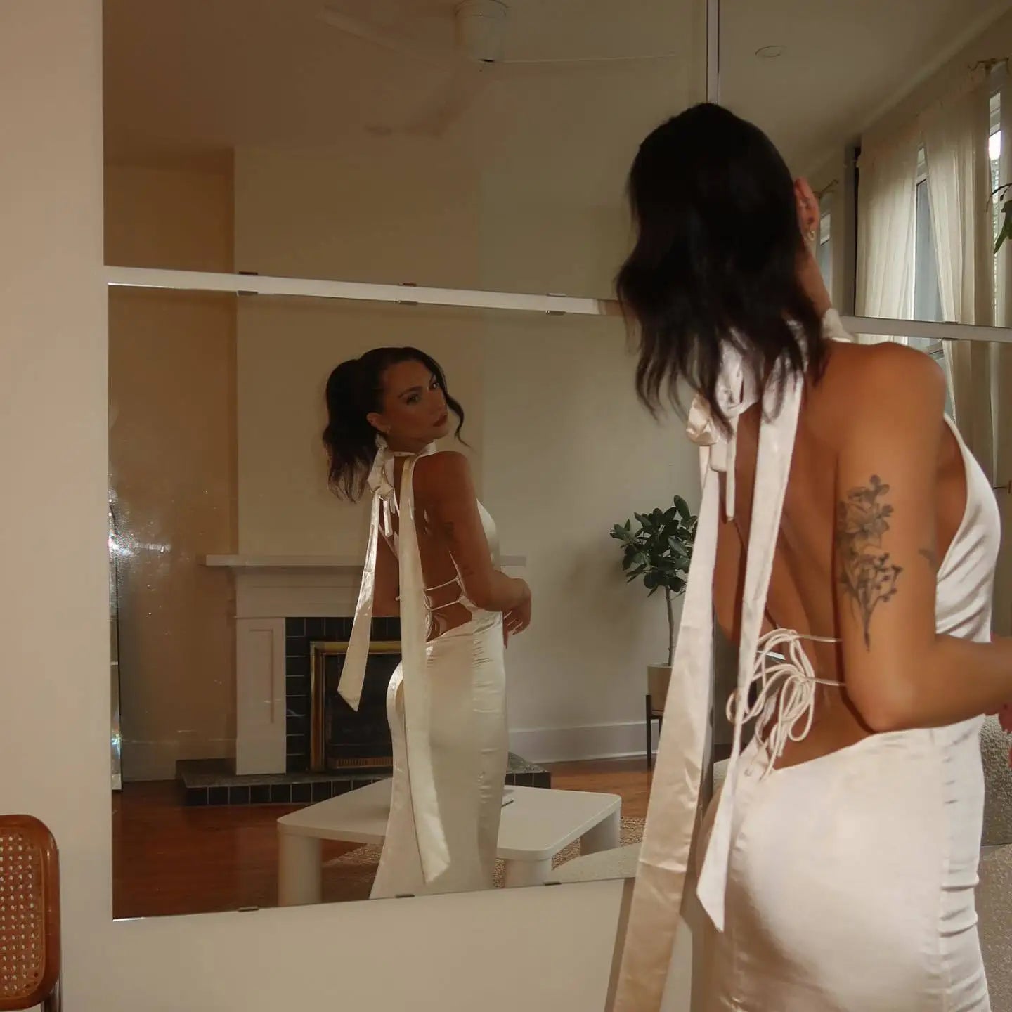 Satin Backless Maxi Dress