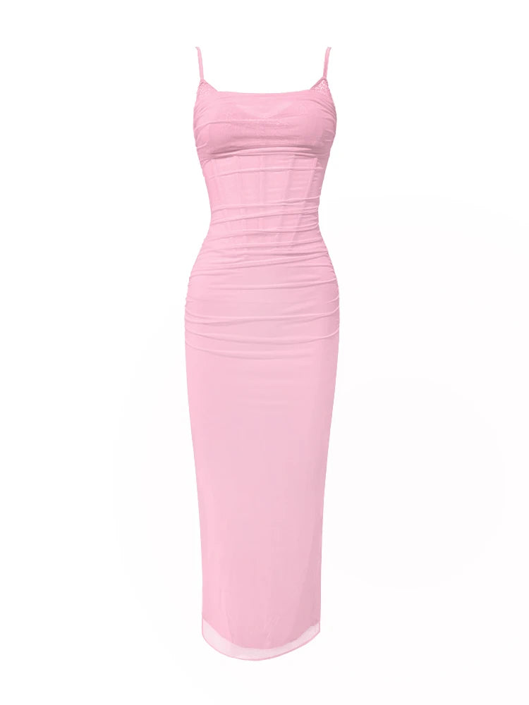 Pink Corset Maxi Dress