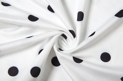 White Polka Dot Backless Tank Top and Midi Skirt Two Piece Set