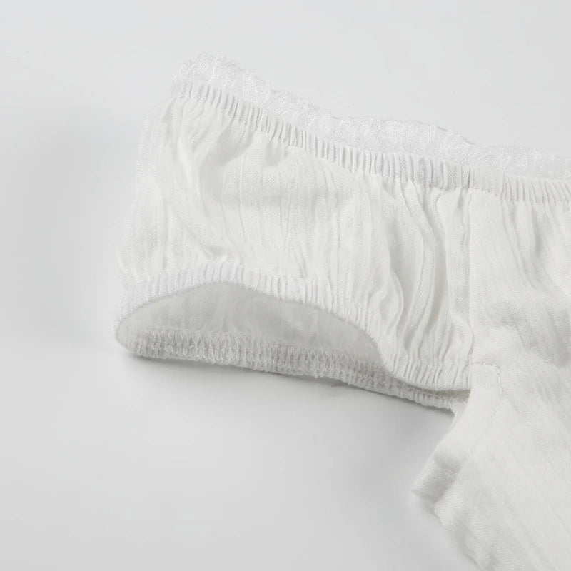 White Ruched Lace Top