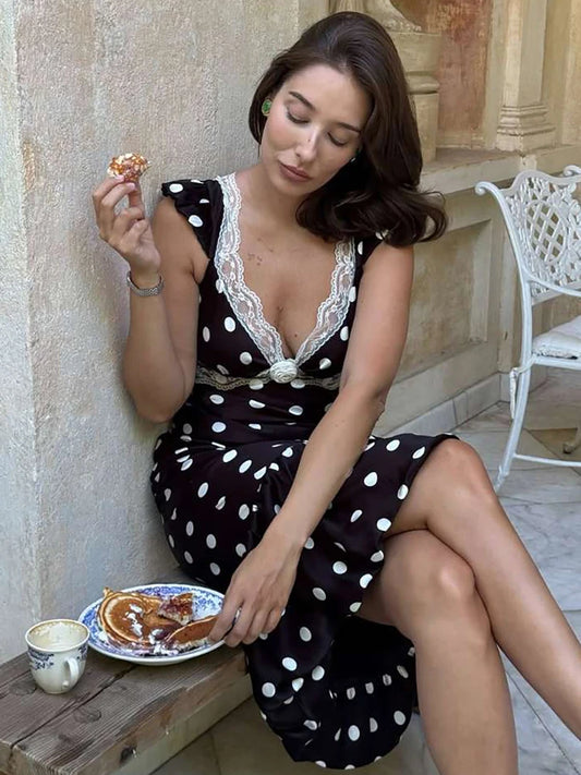 Black Backless Polka Dot Ruched Bodycon Midi Dress