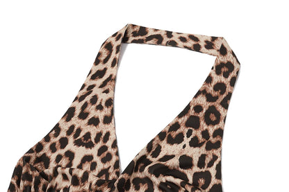 Leopard V-neck Backless Halter Top