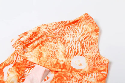 Orange Hollow Bodycon Mini Dress
