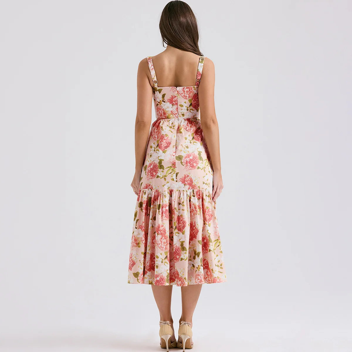 Ruffle Fit and Flare Pocket Midi Dress