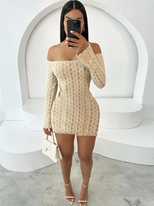 Khaki Slim Backless Mini Dress