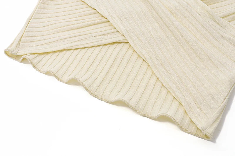 Hollow Out Knit Long Sleeve Round Collar Slim Crop Sweater