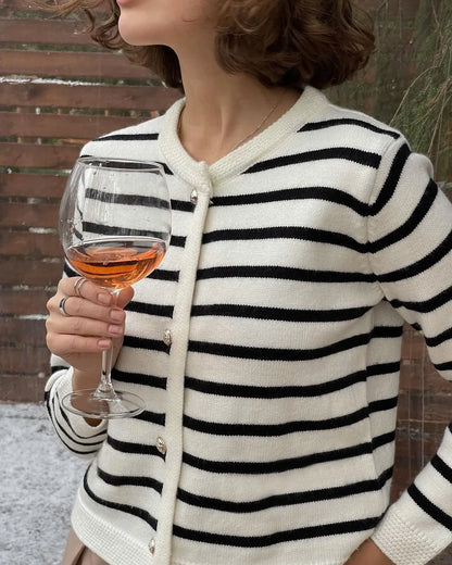 Striped Knit 2 Piece Set: Zebra Cardigan & High Waist Shorts