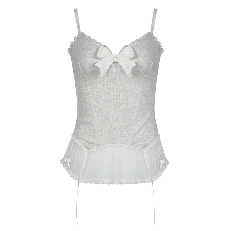 Lace Ruffles Bow Top