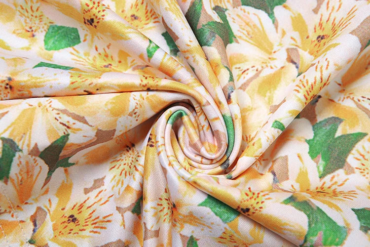 Floral Print Two Piece Set Halter Shirring Tube Camisole Peach Hip Skirt Sweet Matching Suits