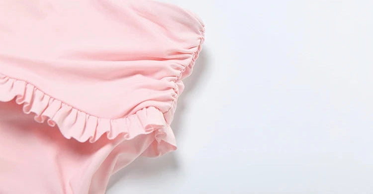 Two Piece Set Ruched Square Collar Sleeveless Crop Top Ruffles Shorts Suits