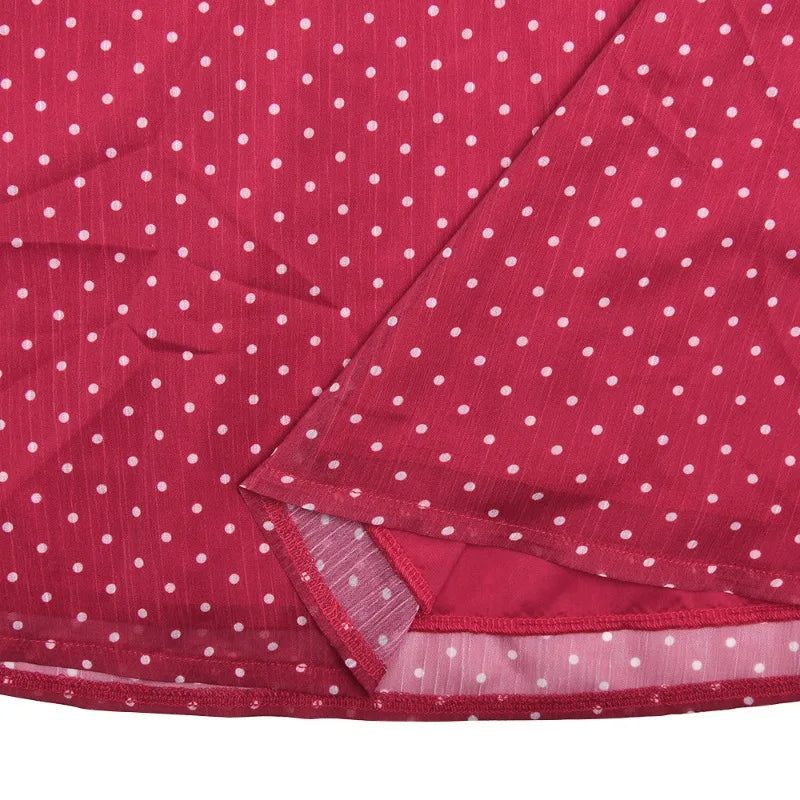Red Polka Dot Chiffon Backless Mini Dress