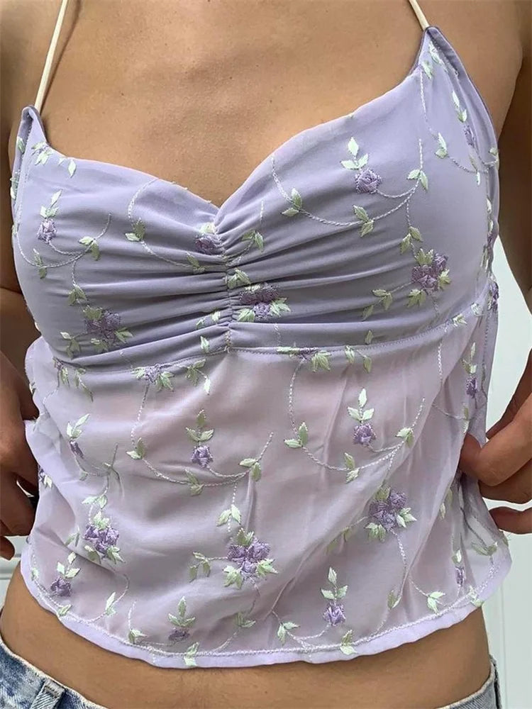 Floral Backless Crop Top