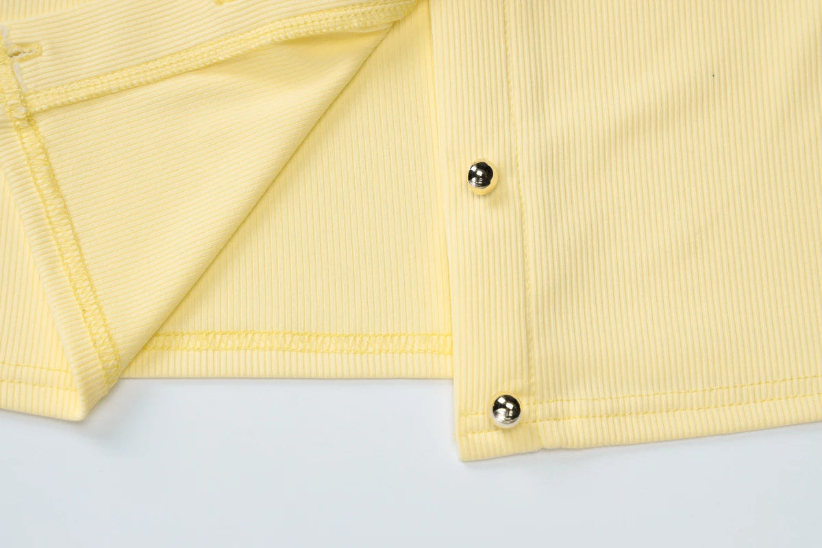 Yellow O-Neck Long Sleeve Cardigan
