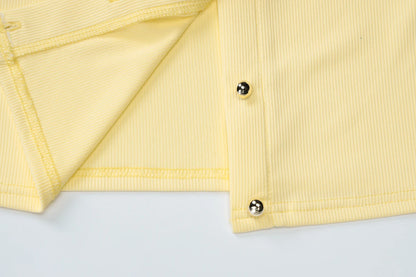 Yellow O-Neck Long Sleeve Cardigan