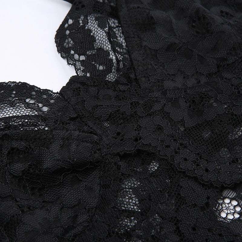 Transparent Lace Bustiers Backless Gothic Camis Spaghetti Strap Grunge Top