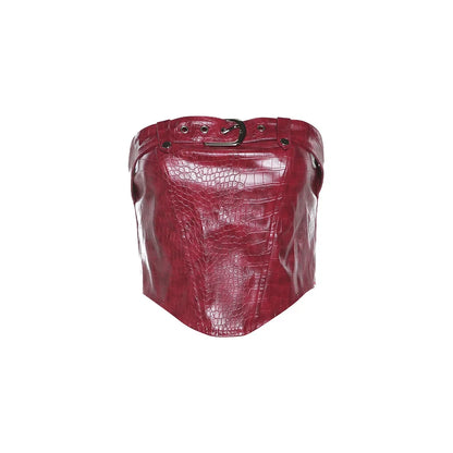 Red Matte Snake Pattern Chest Wrap Vest Red