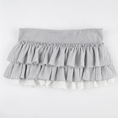 Gray Patchwork A-Line Mini Skirt