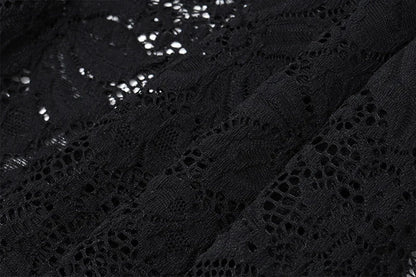 Black Lace See Through Top and Maxi Skirt Two Piece Set