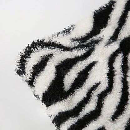 Zebra Stripes Faux Fur Bodycon Skirt