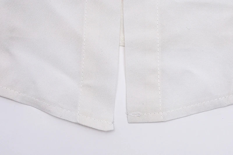 White Puff Long Sleeve V-Neck Crop Top