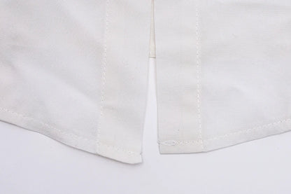 White Puff Long Sleeve V-Neck Crop Top
