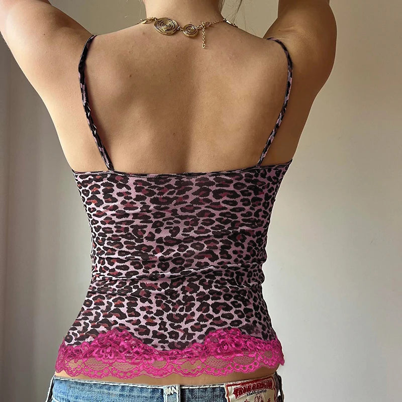Leopard Pink Lace Top