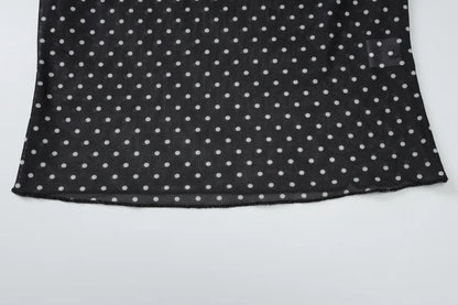Black Polka Dot Mesh Sheer Top and Long Skirt Two Piece Set